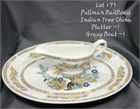 Pullman railroad Indian tree platter, gravy