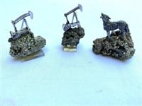3pc Fool's Gold Pyrite Figurines