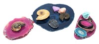 Geode Slices with Stones & Ammonites Attached