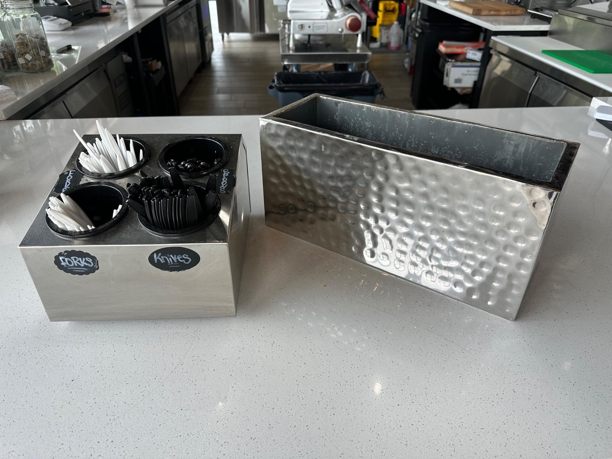Chrome Utensil and Garbage Counter Holders