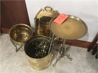 brass & misc. tray stands, planters, etc.