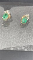 Stamped 14k earrings with Emerald and Diamond