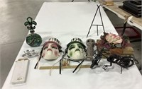 Decor lot w/ ceramic masks
