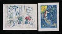 After Marc Chagall 2 Lithographs Fleurs & Wedding