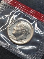 Uncirculated 1984-D Roosevelt Dime In Mint Cello