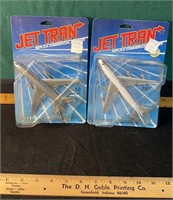 Lot Of 2 On Card Jet Tran Model Planes Ertl