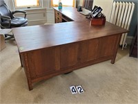 Oak Executive Mission style "L shaped" desk