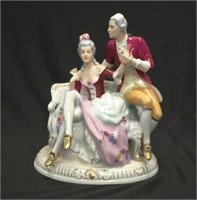 Royal Dux courting couple seated figurine