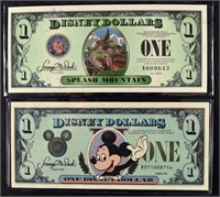 1987 & 2014 $1 Disney Dollars