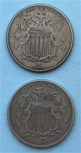 (2) Shield Nickels
