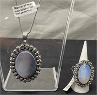 Opal Ring And Mother Of Pearl Pendant