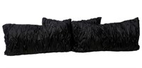 Set of 3 Black Satin Pillows