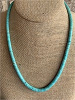 Vtg Turquoise Disk-Bead and Sterling Silver