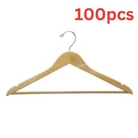 100 Natural Wood Hangers with Dowel Bar