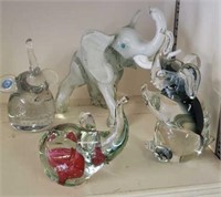 Lot of 4 Glass Elephant Figures