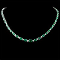 14K Gold 26.56ctw Emerald & 1.75ctw Diamond Neckla