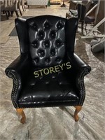 Black Leahter Like Button Back Arm Chair