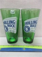 2 ROLLING ROCK BEER GLASSES