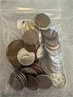 BAG OF MIXED FOREIGN COINS