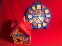 Vintage Block Clock & Mother Goose block house