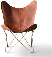 Brown Leather Butterfly Chair  Iron Frame