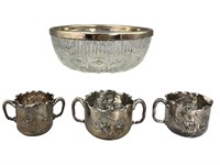 Silver Plated Crystal Bowl & Pairpoint Pieces