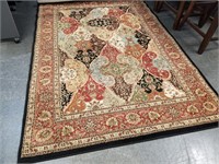 GORGEOUS AREA RUG ABOUT 5X7 BLACK RED BEIGE GOLD