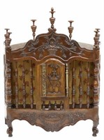 FRENCH PROVINCIAL CARVED WALNUT SPINDLE PANETIERE