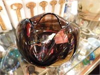 hand blown art glass ashtray, 4"