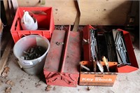 TOOL BOXES & PAIL OF BOLTS