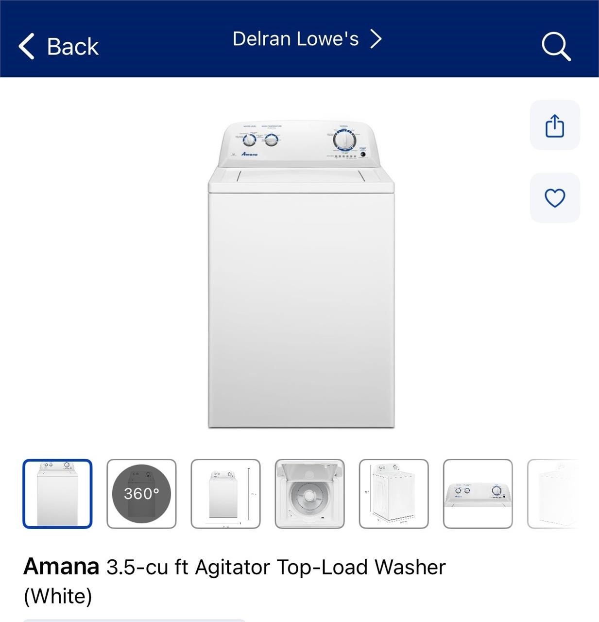 Amana top load washer