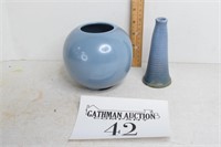 Blue Bulbus Vase & Blue Pigeon Forge Vase