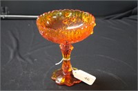 Vintage Rosebud Amberina Tall Glass Bowl 6"