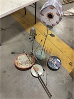Drum stand, cookie tins, decorative metal