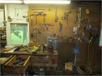 Contents of wall & cabinet, Tools, jacks, misc