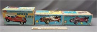 3 Vintage Battery Operated Toy Tin Cars