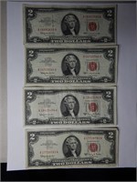 (4) $2 Bill Red Seal Notes 1963 & 1963A