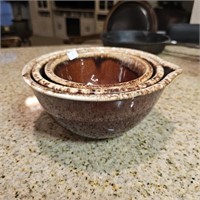 Hull Pottery Drip Glaze Nesting - Mix Batter Bowls