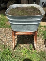 Galvanized wash tub planter