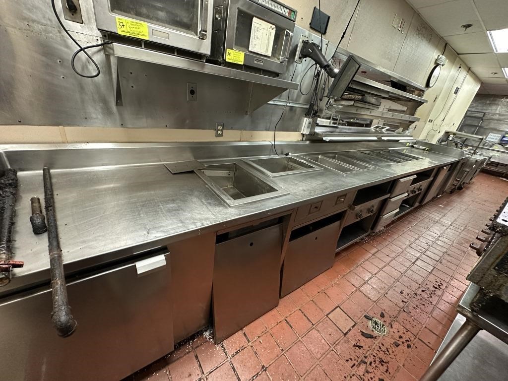 CUSTOM MADE SS COOKING STATION W/ WARMERS AND