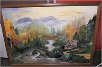 Cabin Scene Painting by Trudy
