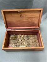 Lane Cedar Box with Unsorted Wheat Back Pennies