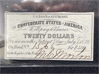 1861 CONFEDERATE $500 BOND COUPON