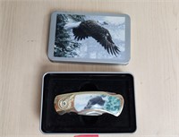 Bald Eagle Stainless Collectible Knife in Tin