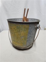Metal Bucket with Rusty Items