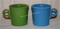 (S2) Blue & Green Fiestaware Coffee Mugs