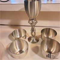 Set of Four Pewter Jefferson Style Cups and