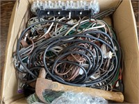 Box of Miscellaneous Cords and Extension Cords