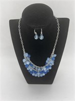 Silver and Blue Necklace Set