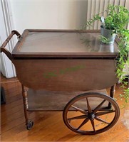 Drop leaf solid wood tea cart with rubberized